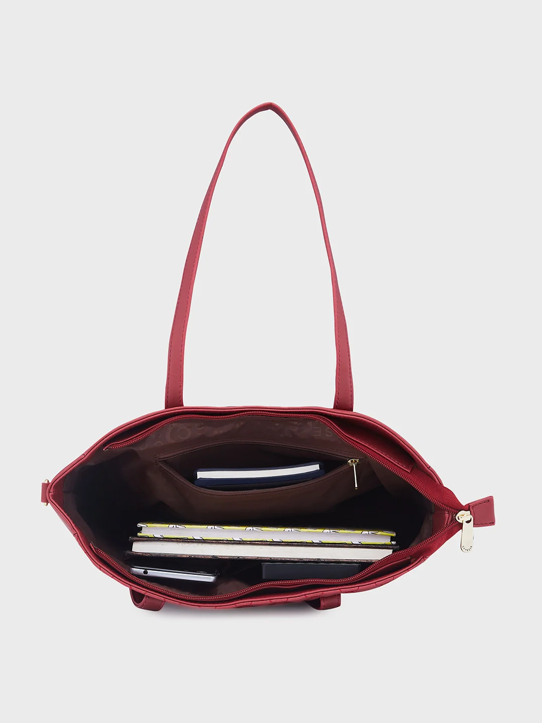 Caprese Mubi Small Maroon Tote Bag - Image 9