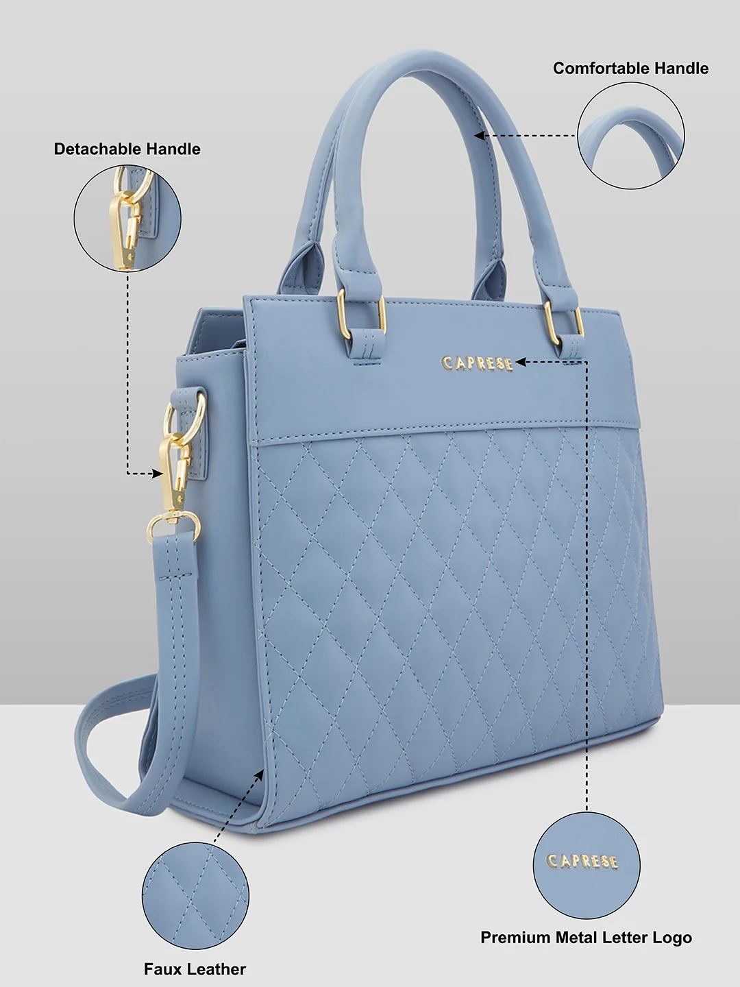 Caprese Myra Medium Blue Satchel Bag - Image 7