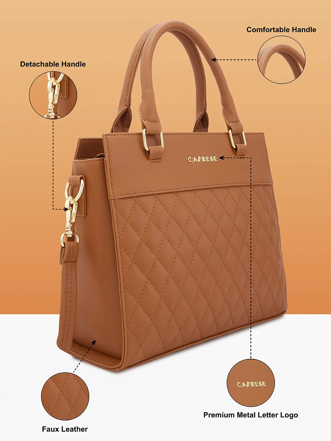Caprese Myra Medium Brown Satchel Bag - Image 5