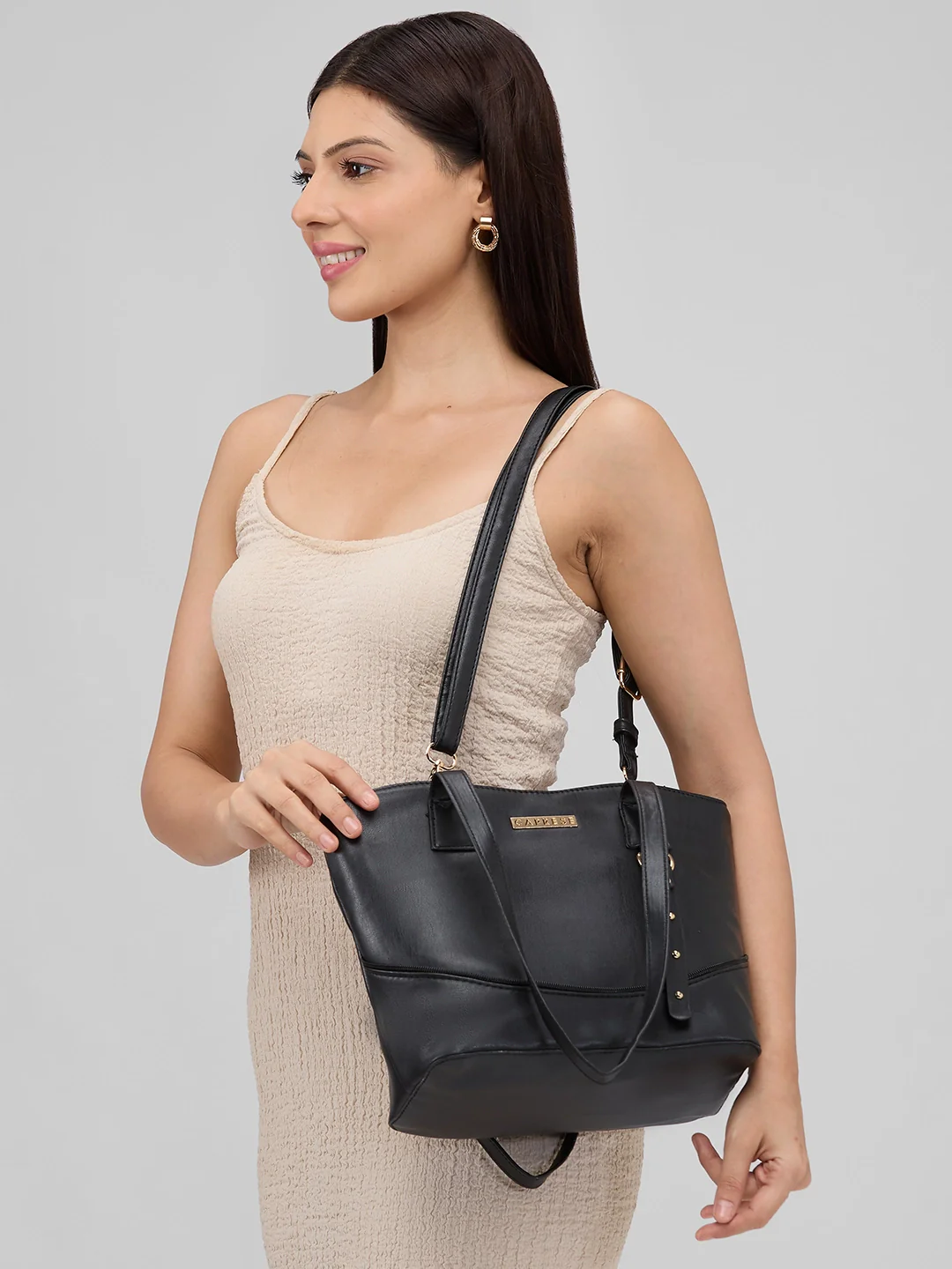 Caprese Nancy Large Black Tote Bag - Image 9