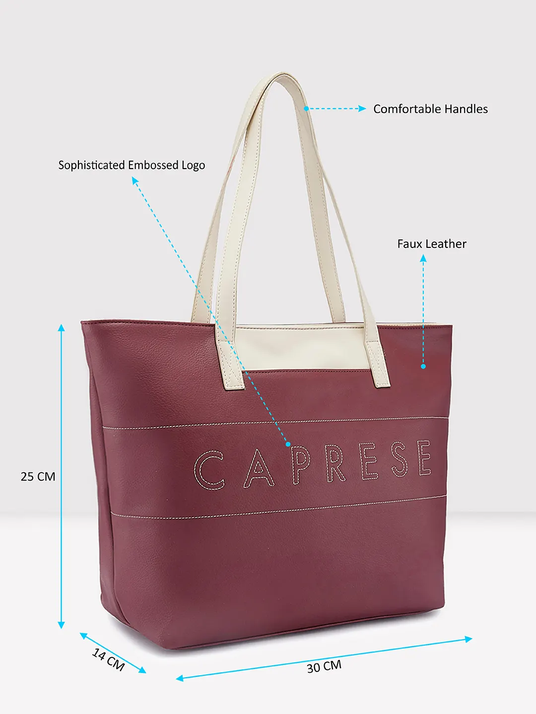 Caprese Narni Medium Maroon Tote Bag - Image 6