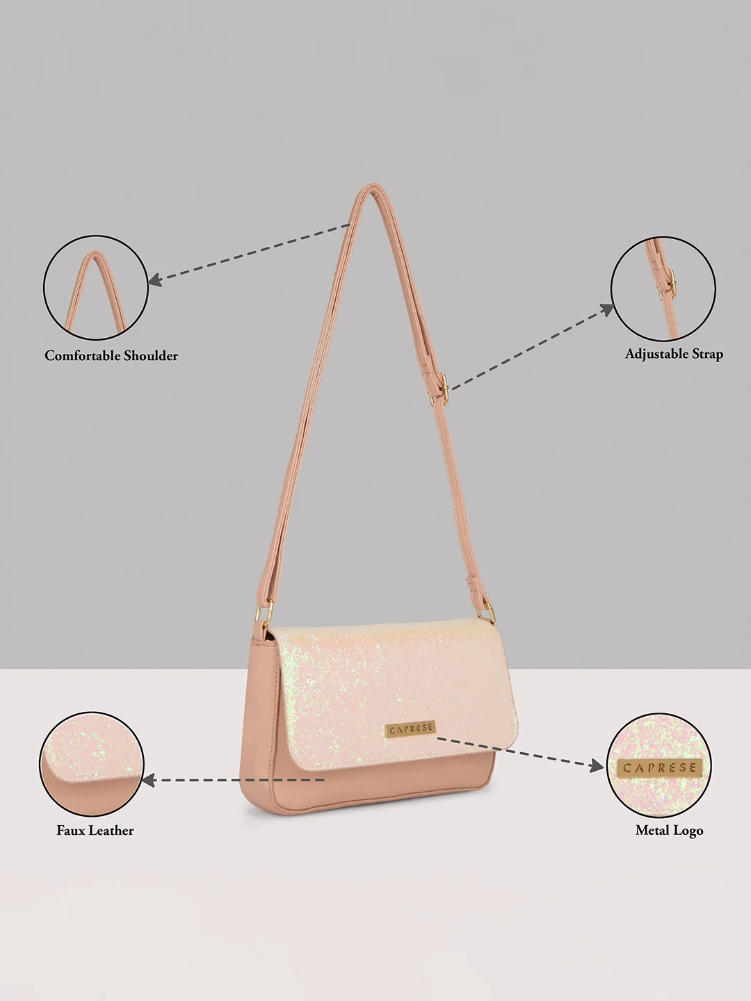 Caprese Nars Medium Rose Gold Sling Bag - Image 15