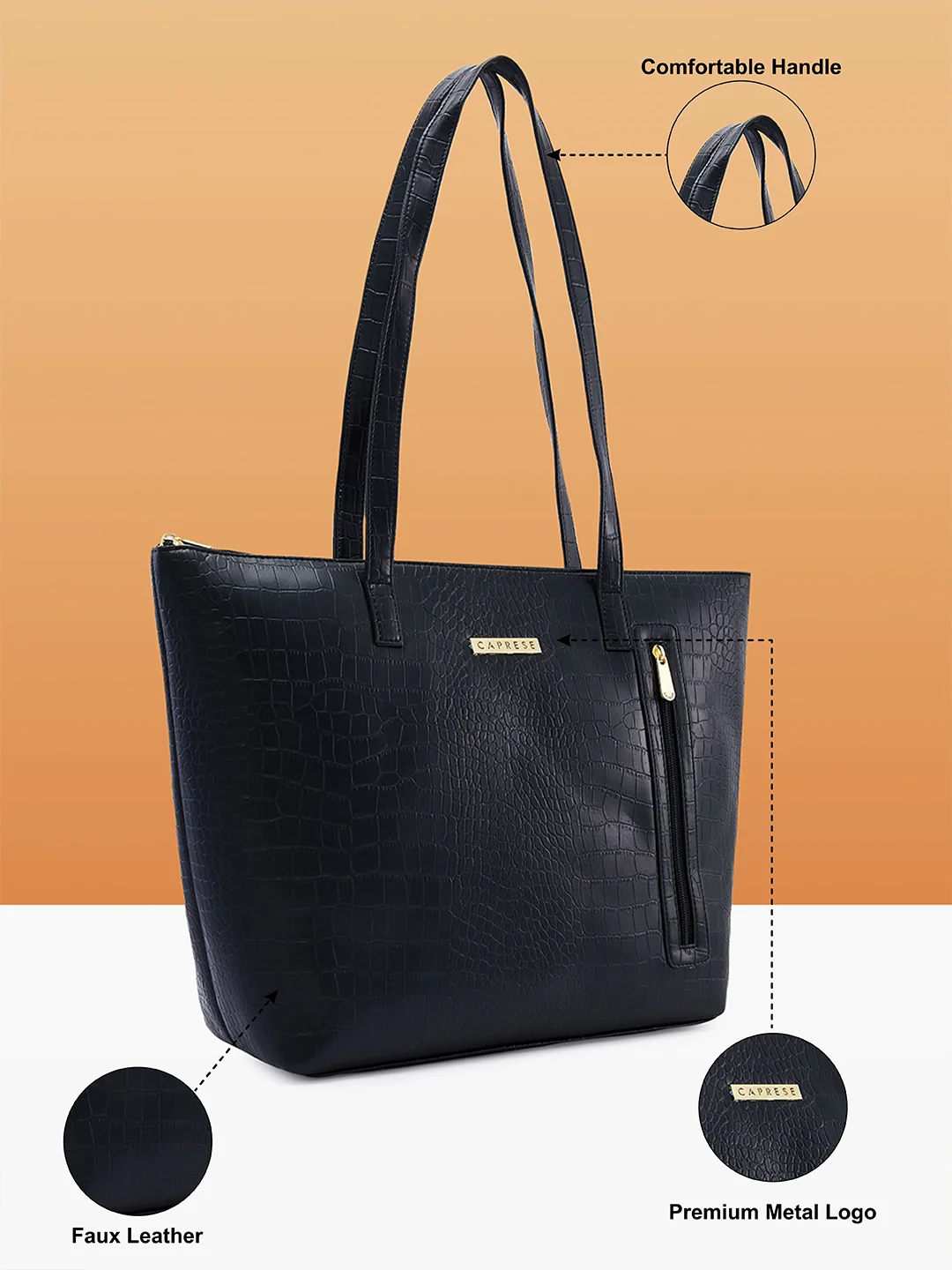 Caprese Natlie Large Black Tote Bag - Image 6