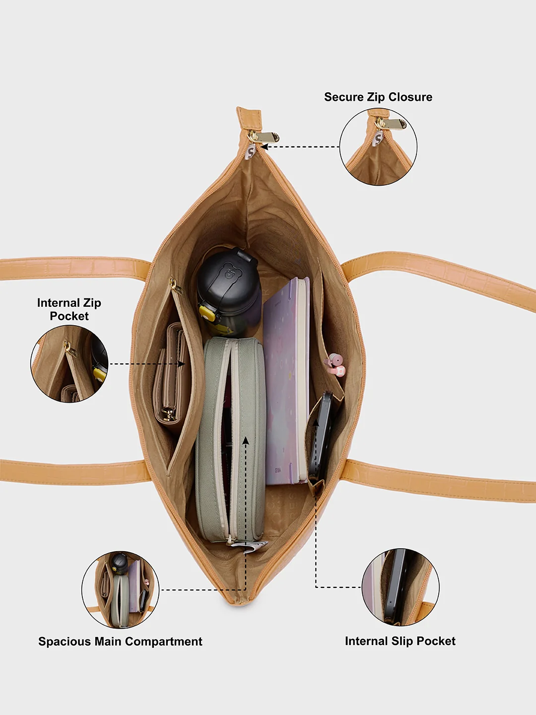Caprese Natlie Large Brown Tote Bag - Image 5