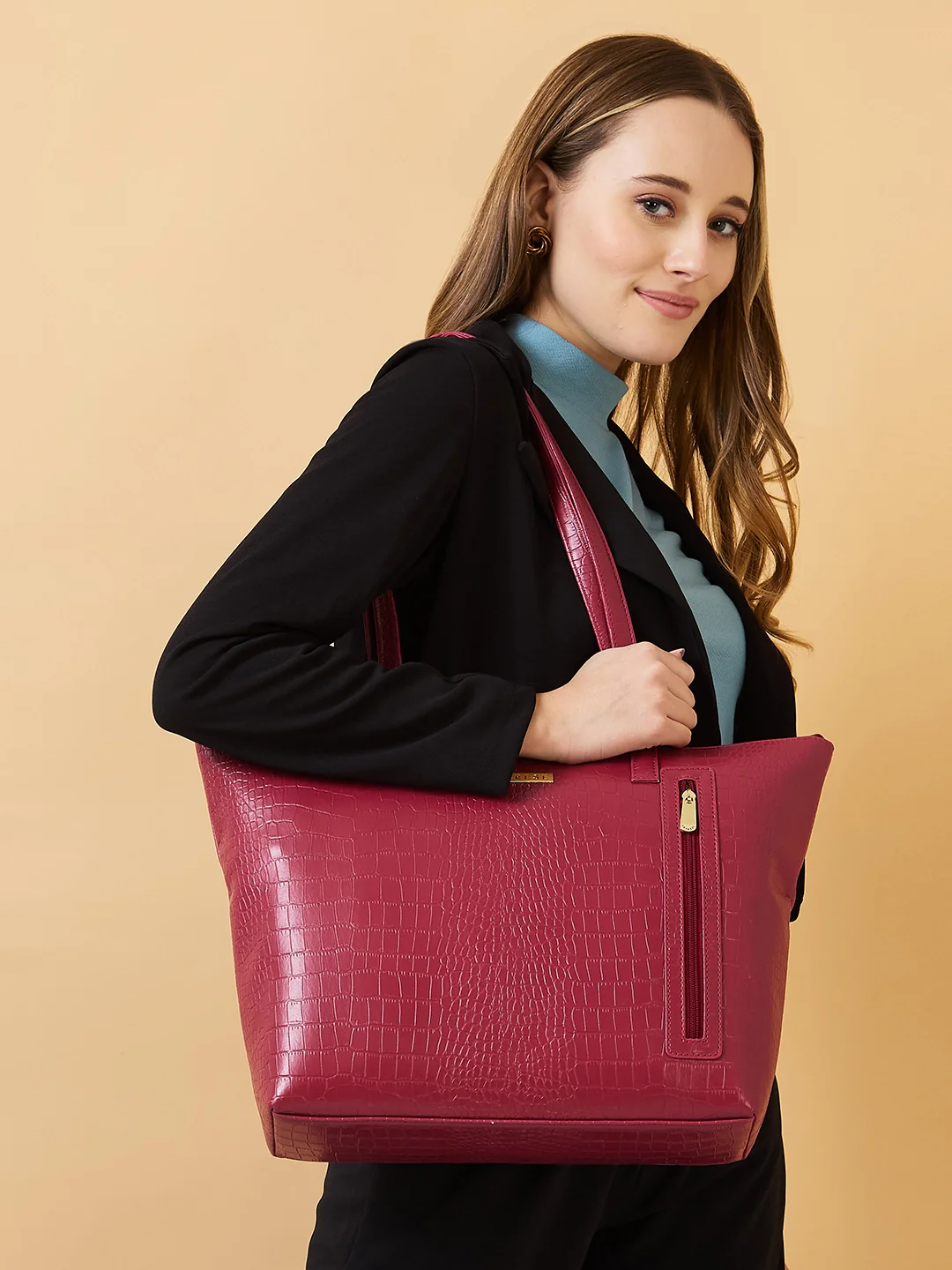 Caprese Natlie Large Plum Tote Bag - Image 11