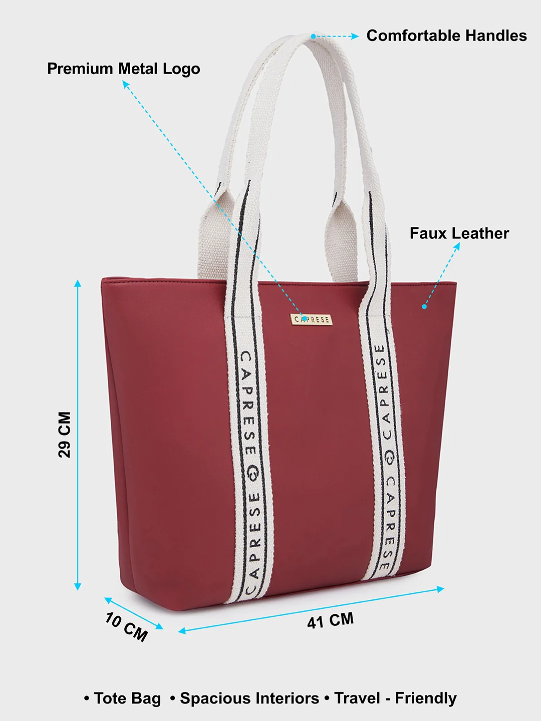 Caprese Nick Medium Maroon Tote Bag - Image 3