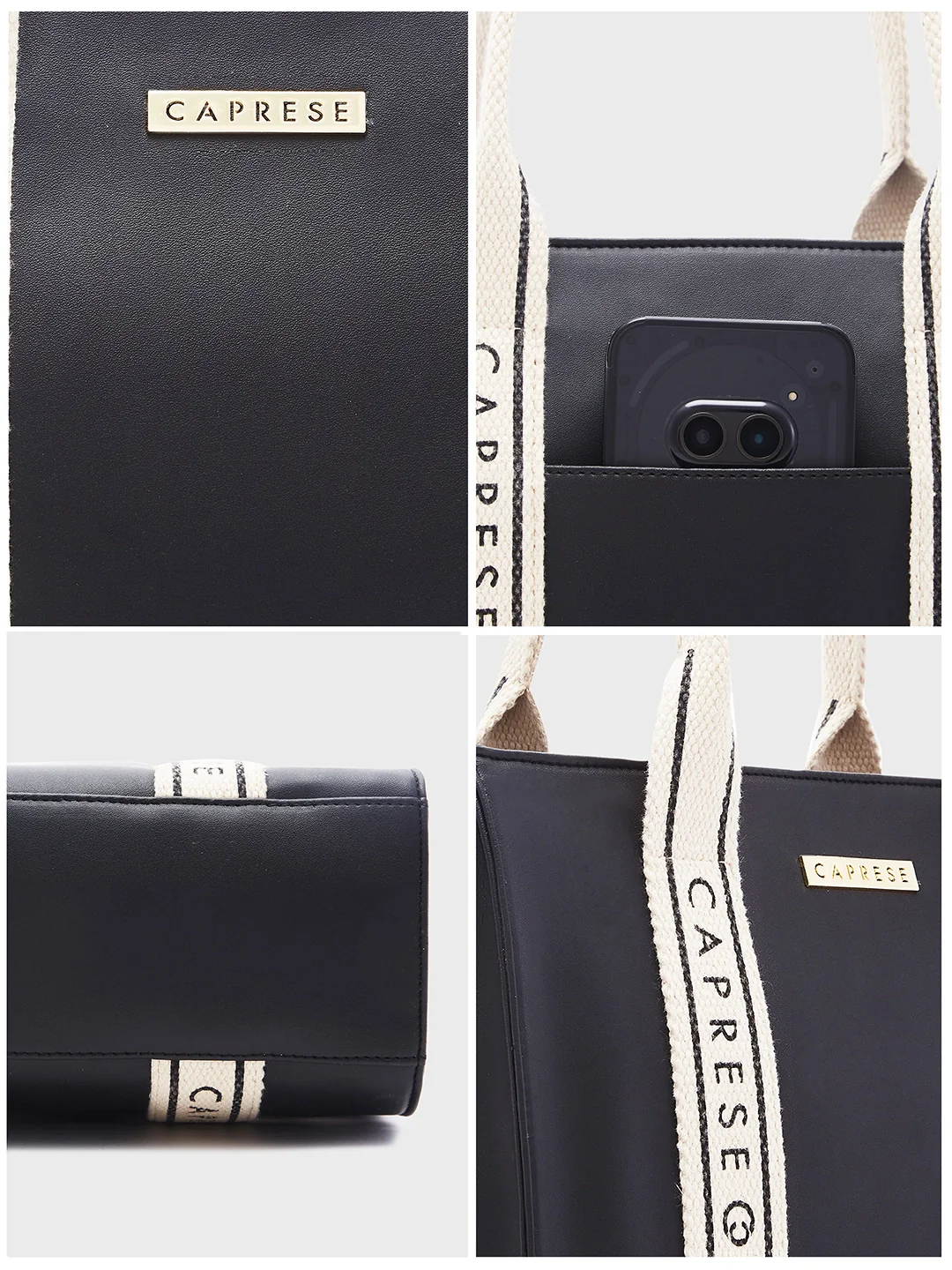 Caprese Nick Small Black Tote Bag - Image 3