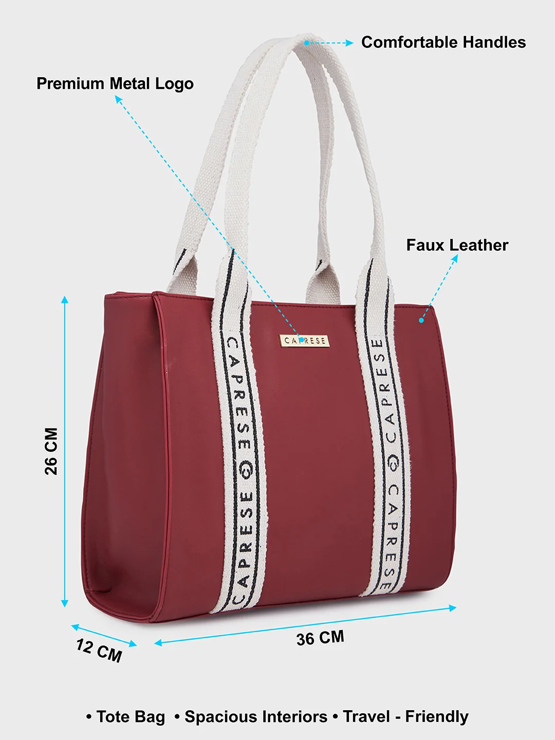Caprese Nick Small Maroon Tote Bag - Image 6