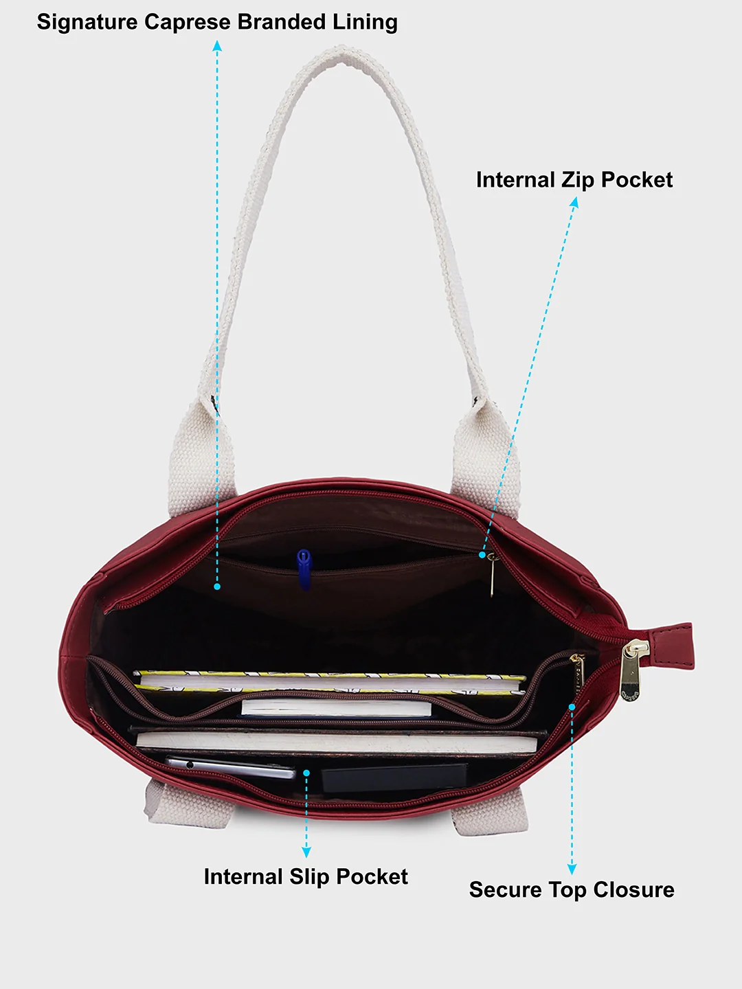 Caprese Nick Small Maroon Tote Bag - Image 7