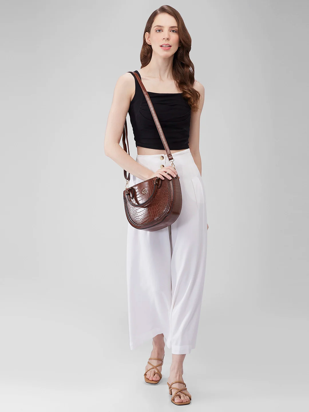 Caprese Nicole Small Brown Satchel Bag - Image 3