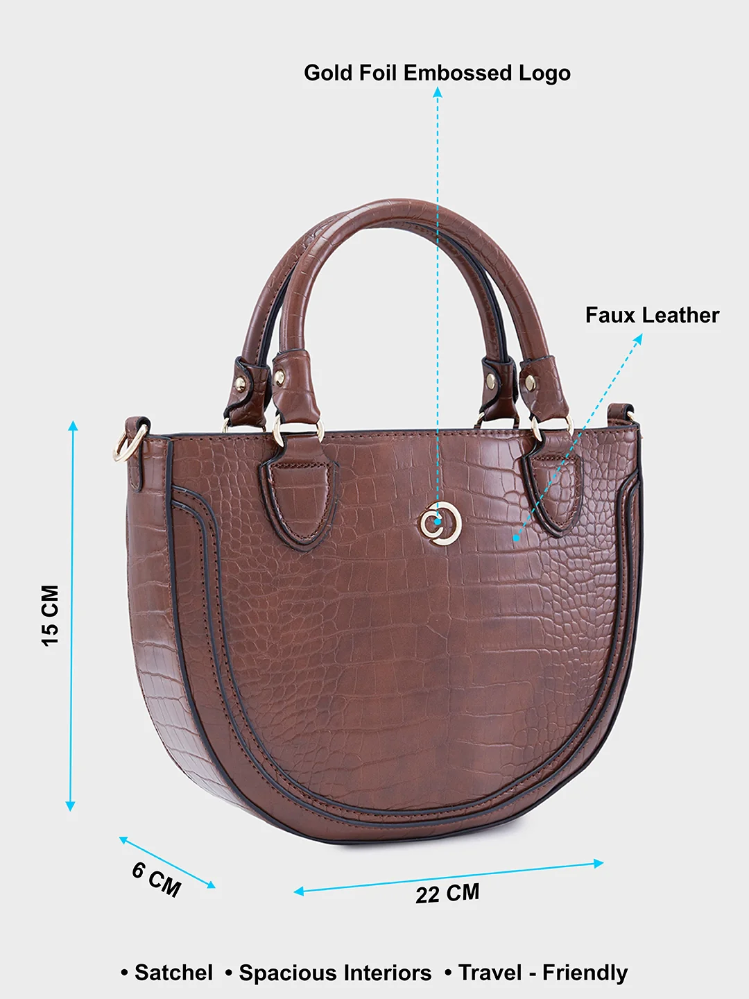 Caprese Nicole Small Brown Satchel Bag - Image 7