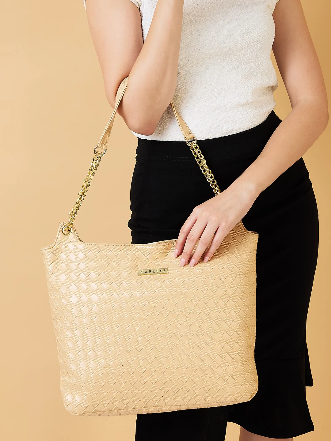 Caprese Nikita Medium Gold Hobo Bag - Image 3