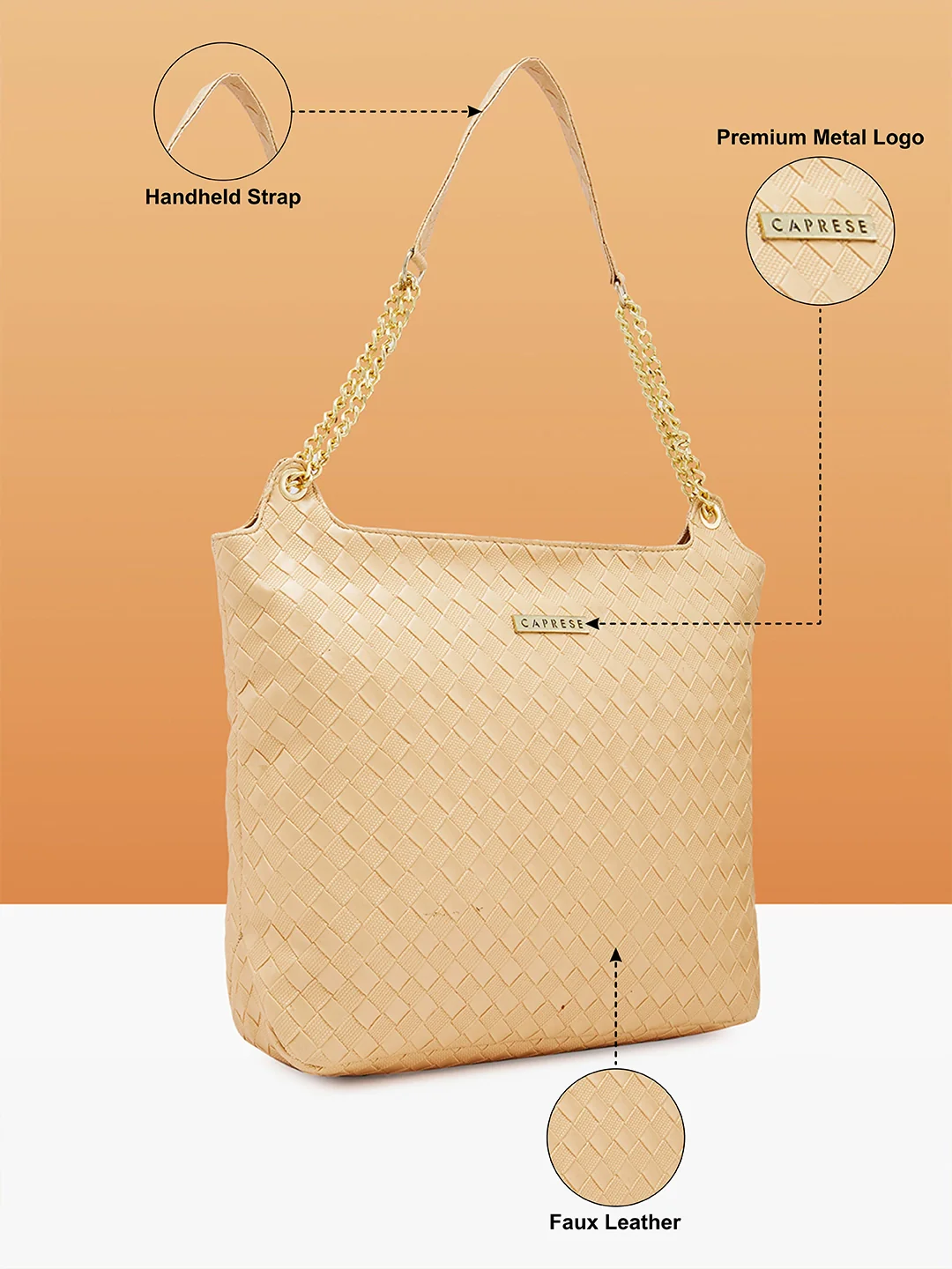 Caprese Nikita Medium Gold Hobo Bag - Image 8
