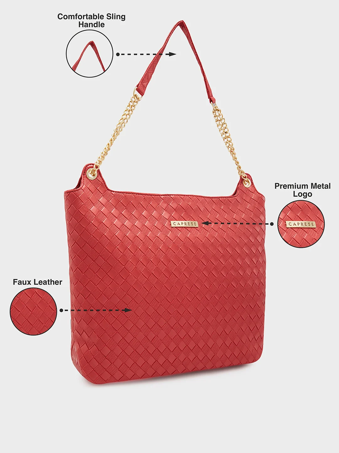 Caprese Nikita Medium Maroon Hobo Bag - Image 7
