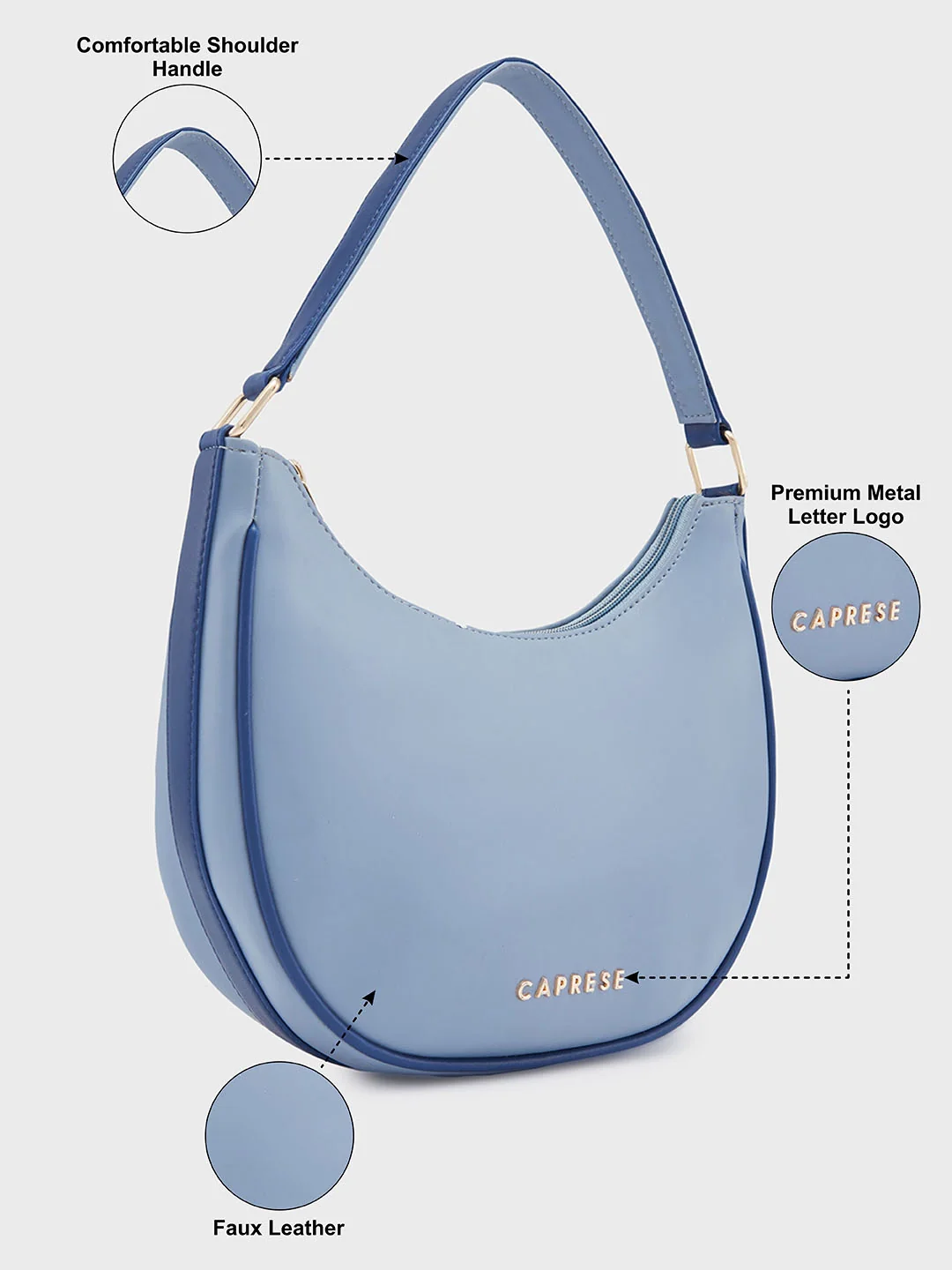 Caprese Nola Small Powder Blue Hobo Bag - Image 6