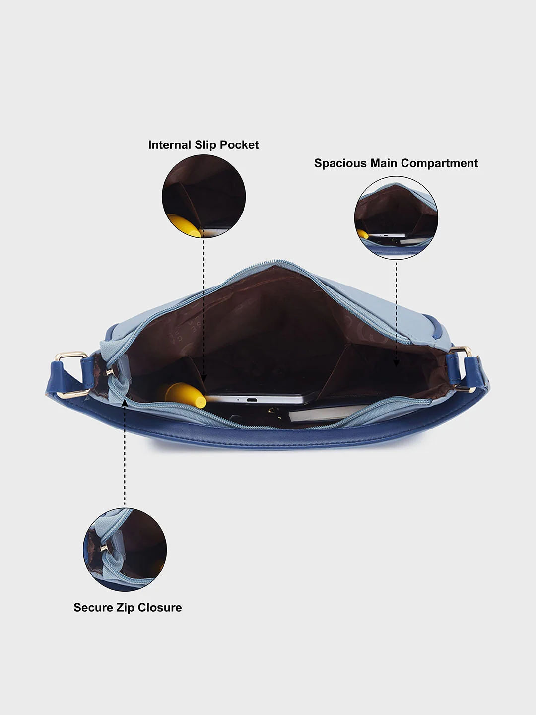 Caprese Nola Small Powder Blue Hobo Bag - Image 7