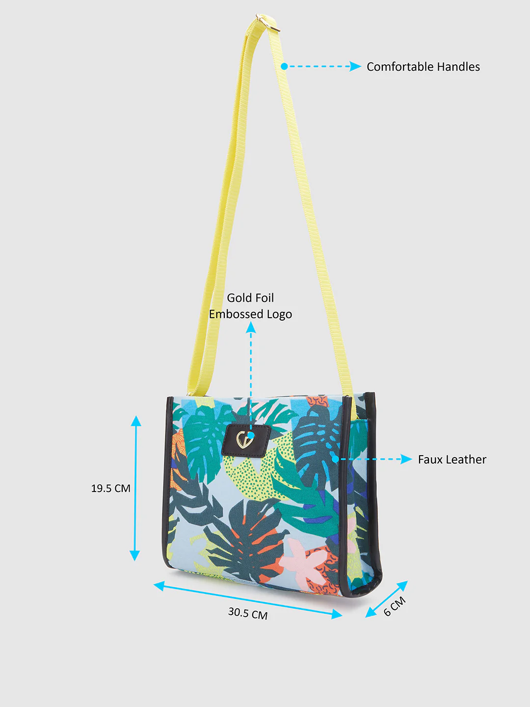 Caprese Octavia Medium Blue Grey Sling Bag - Image 5