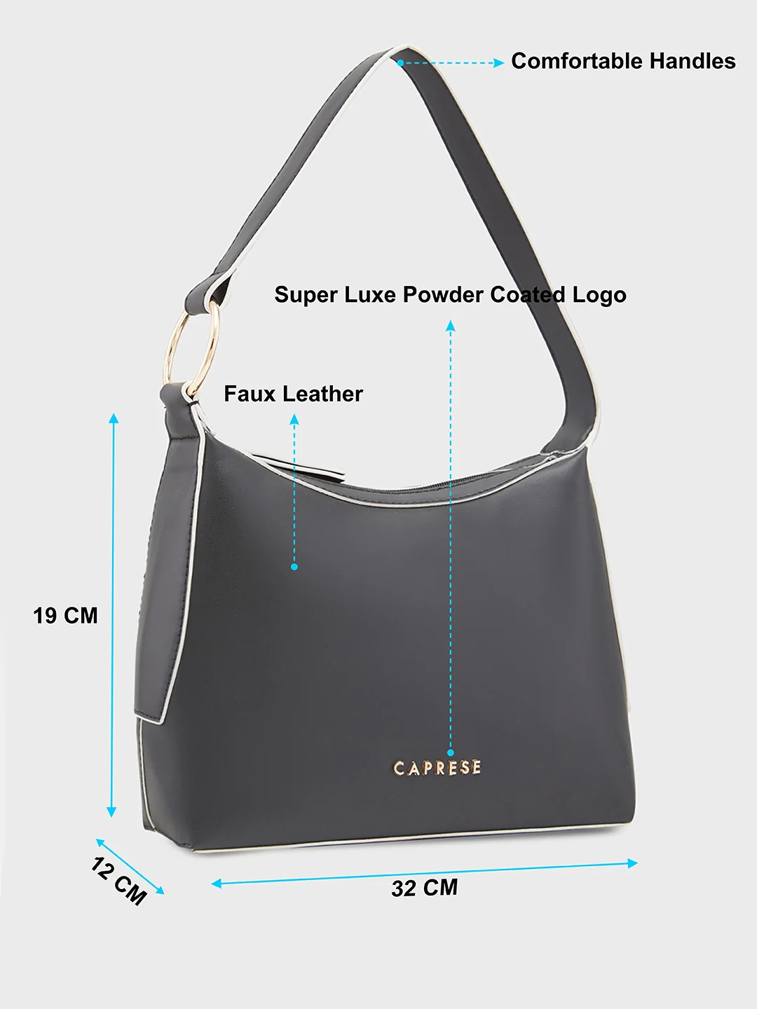 Caprese Olbia Medium Black Hobo Bag - Image 7