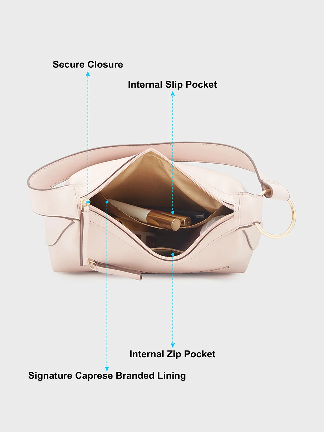 Caprese Olbia Medium Pink Hobo Bag - Image 10