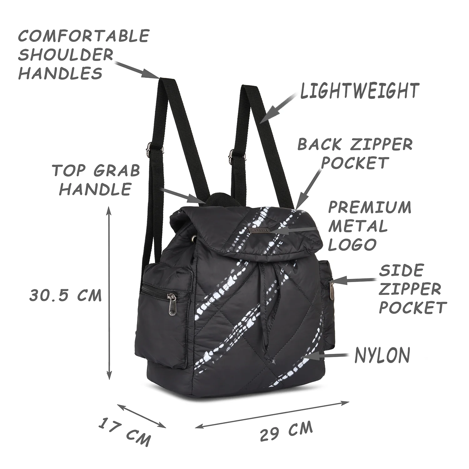 Caprese Olive Medium Black Backpack - Image 7