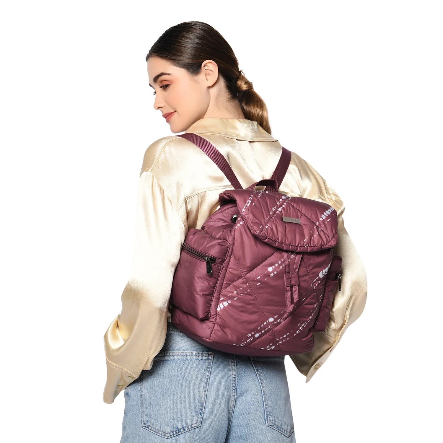 Caprese Olive Medium Maroon Backpack - Image 3