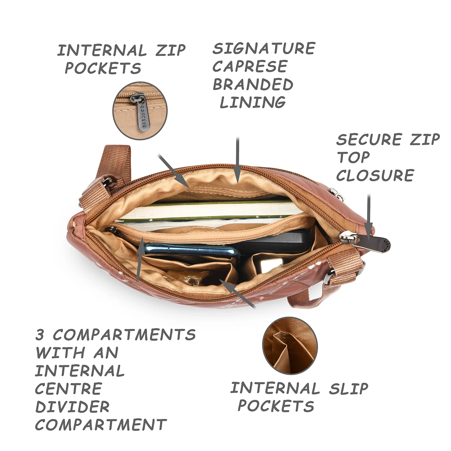 Caprese Olive Medium (E) Tan Satchel Bag - Image 8