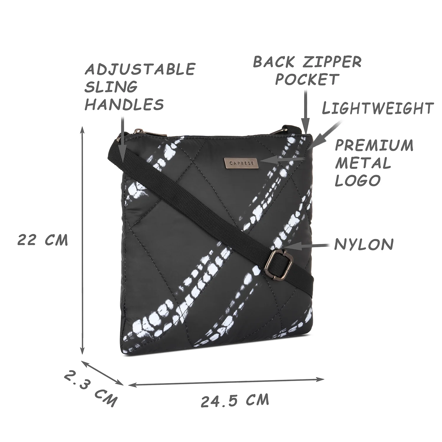 Caprese Olive Small Black Sling Bag - Image 8