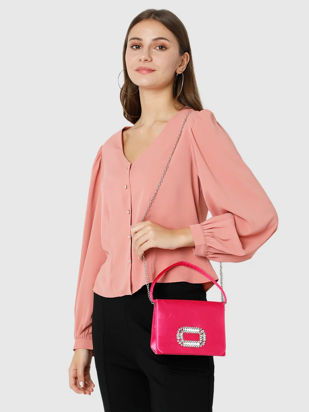 Caprese Olivia Small Fuchsia Clutch - Image 11