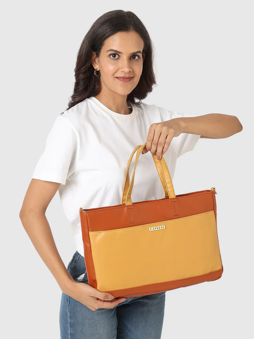 Caprese Ollie Large Tan Laptop Satchel Bag - Image 2