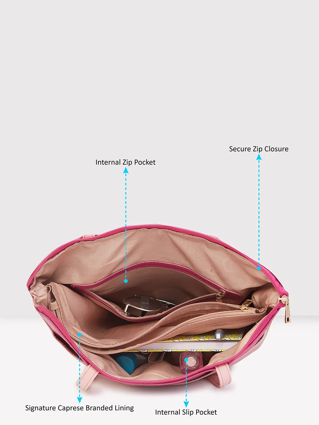 Caprese Ollie Large Fuchsia Tote Bag - Image 4