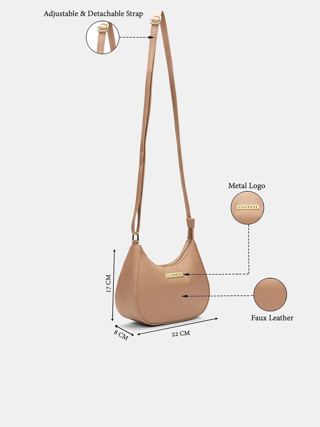 Caprese Omni Small Mocha Mousse Sling Bag - Image 3
