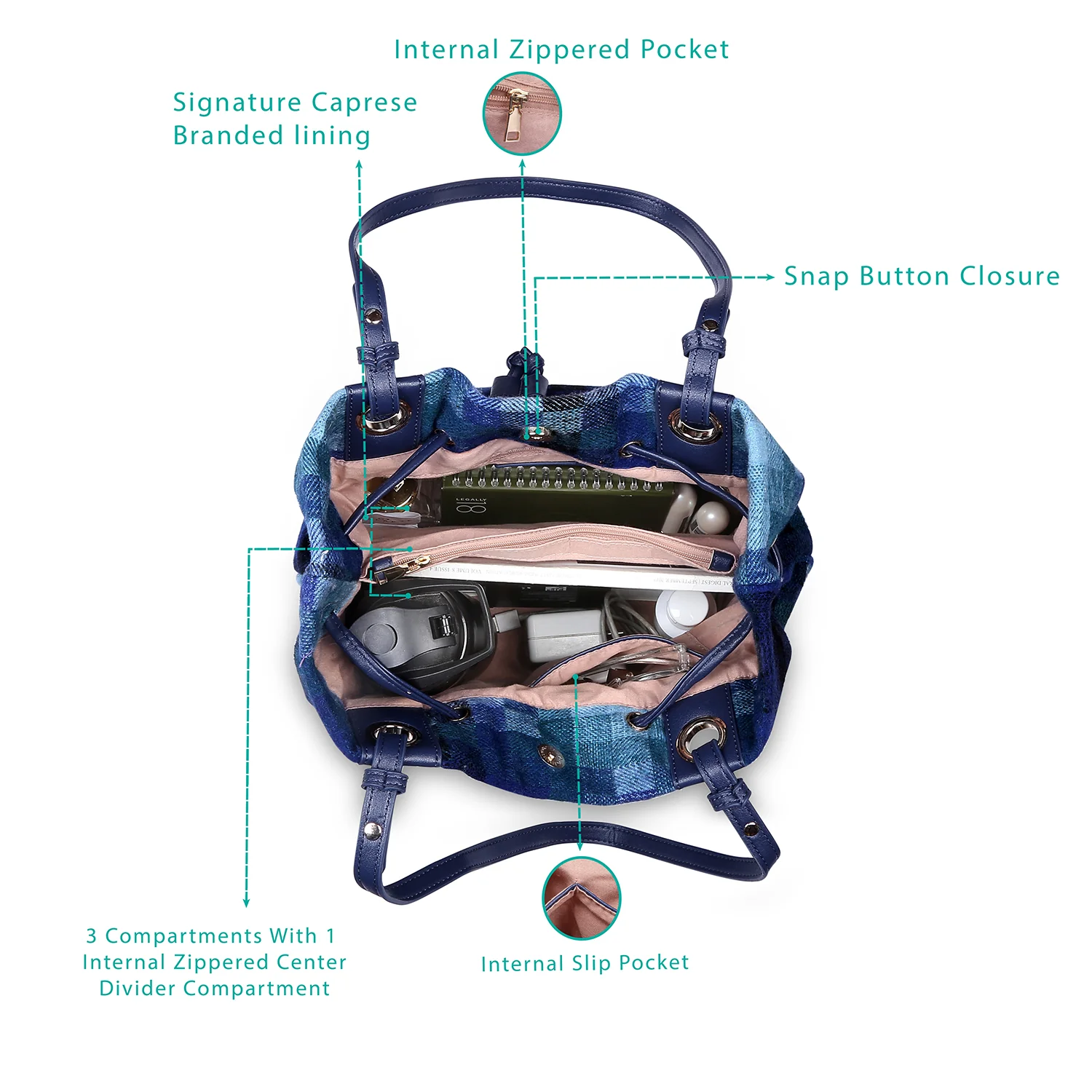 Caprese Oona Medium Blue Drawstring - Image 5
