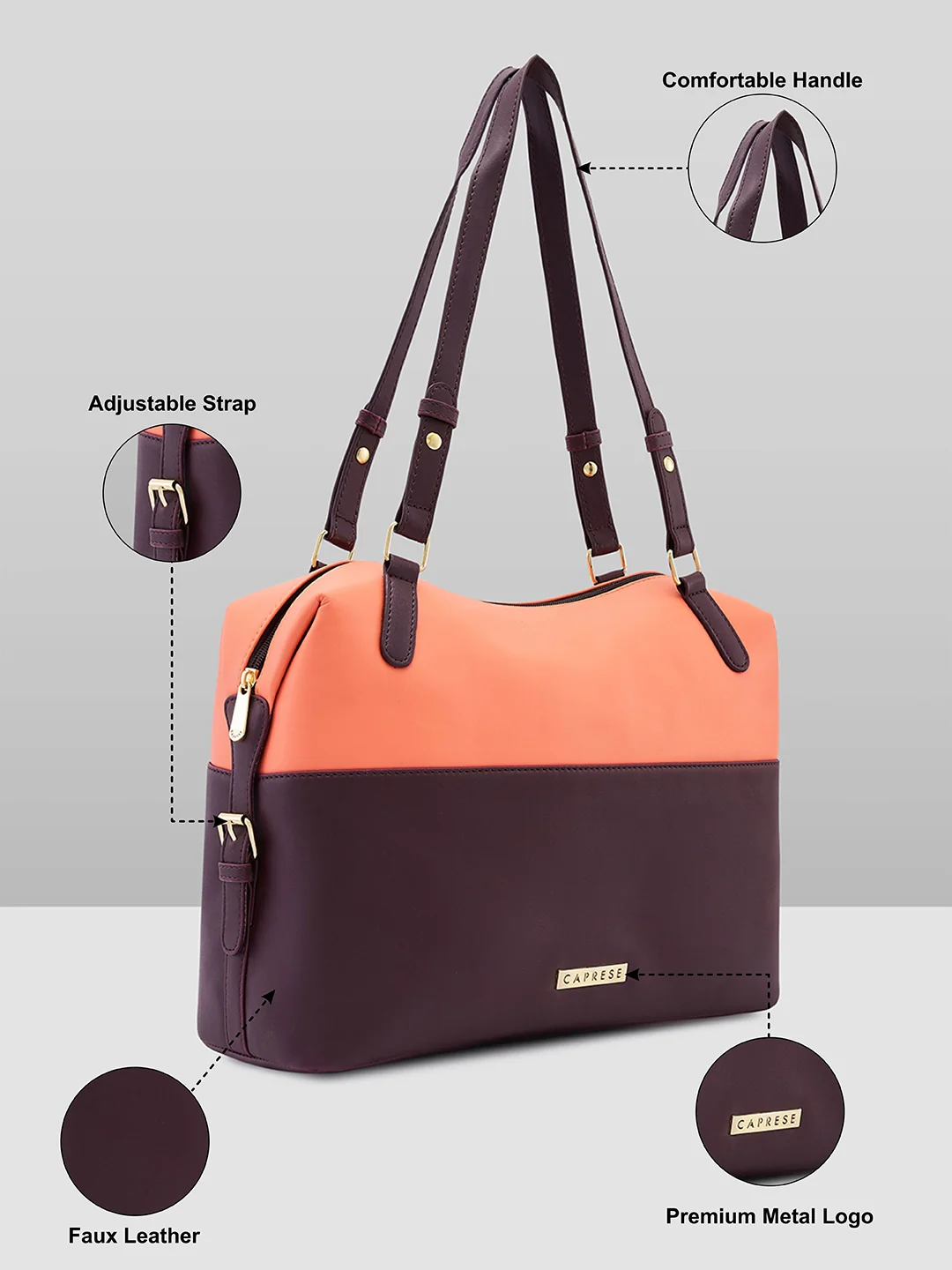 Caprese Oona Large Choco Brown Satchel Bag - Image 2