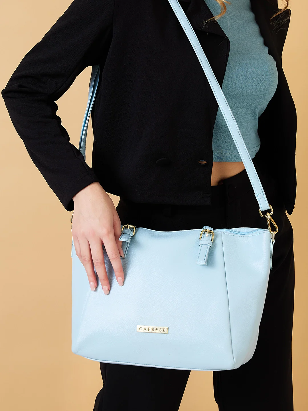 Caprese Opium Medium Blue Satchel Bag - Image 4