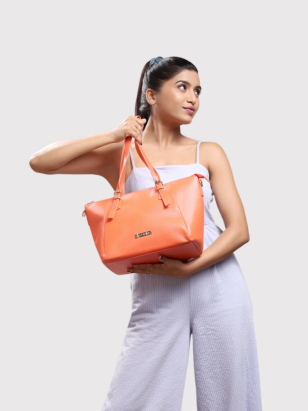 Caprese Opium Medium Coral Satchel Bag - Image 3