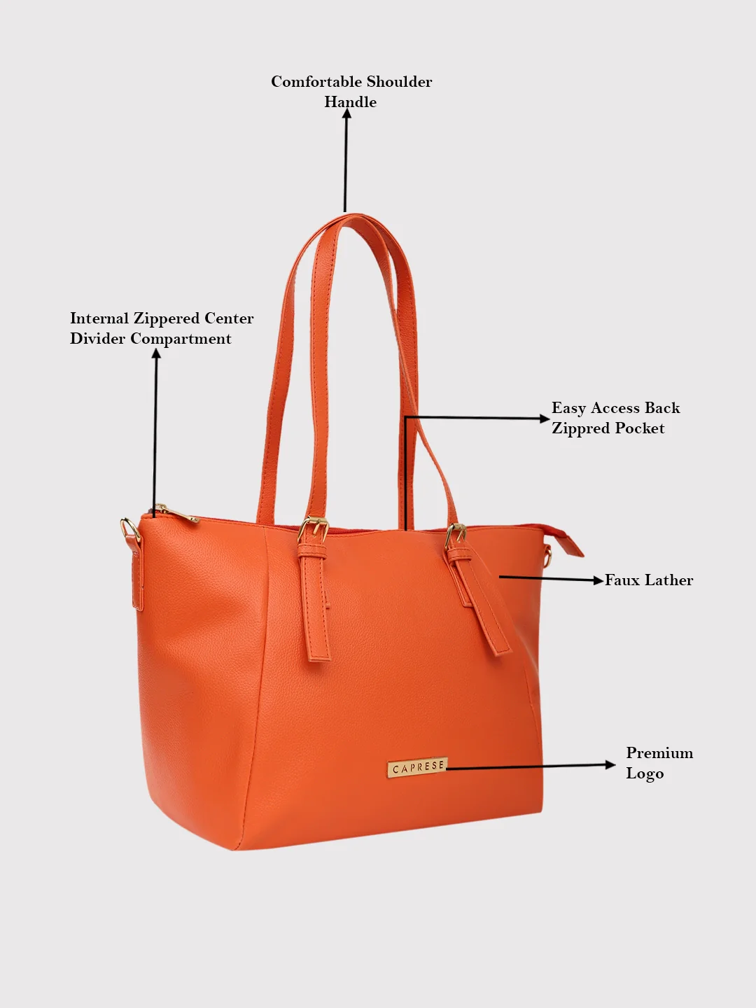 Caprese Opium Medium Coral Satchel Bag - Image 5