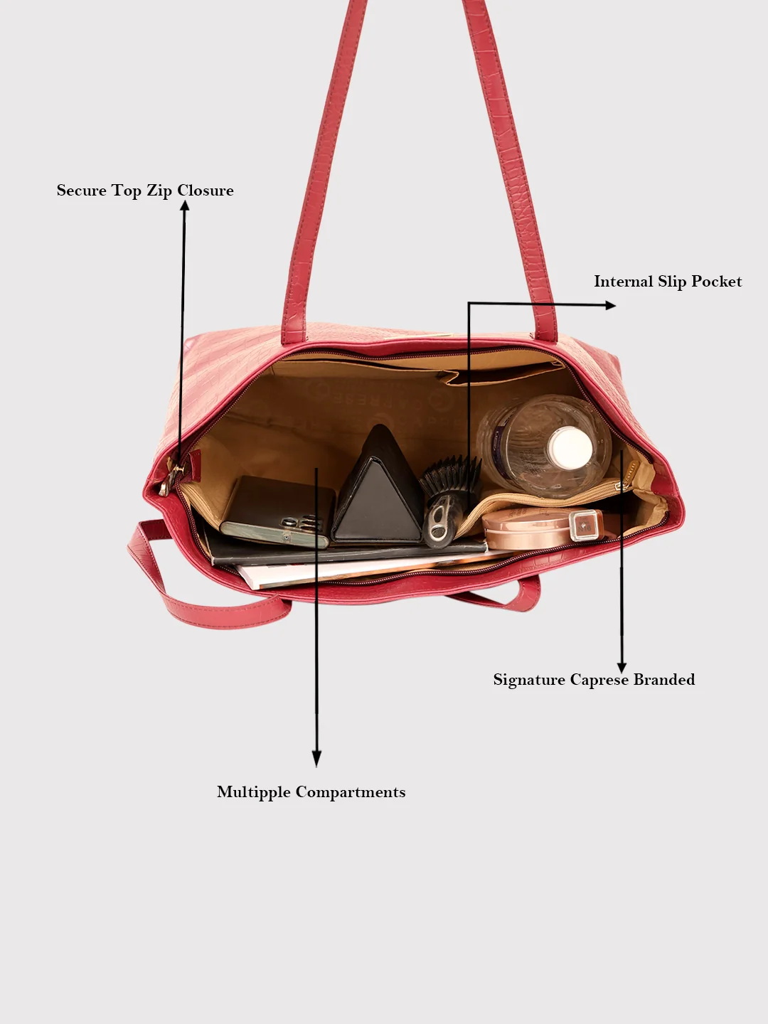 Caprese Oprah Large Maroon Tote Bag - Image 11