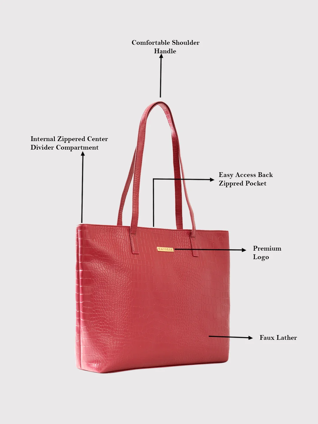 Caprese Oprah Large Maroon Tote Bag - Image 4