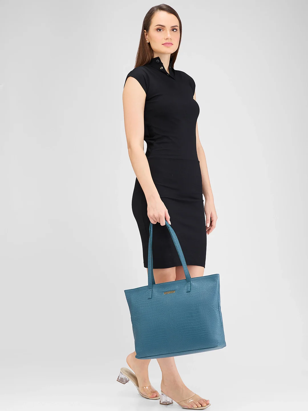 Caprese Oprah Large Teal Tote Bag - Image 2