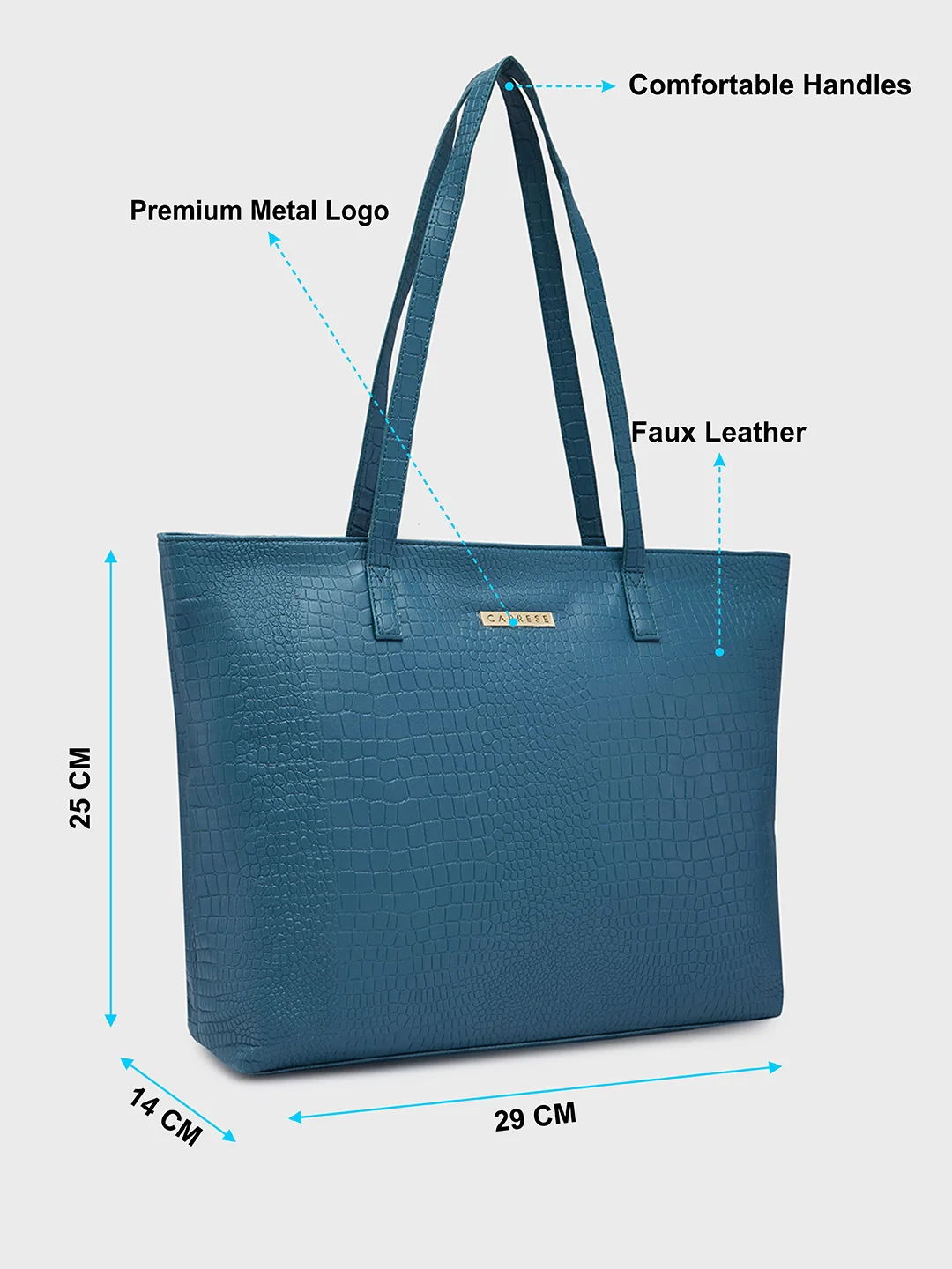 Caprese Oprah Large Teal Tote Bag - Image 8