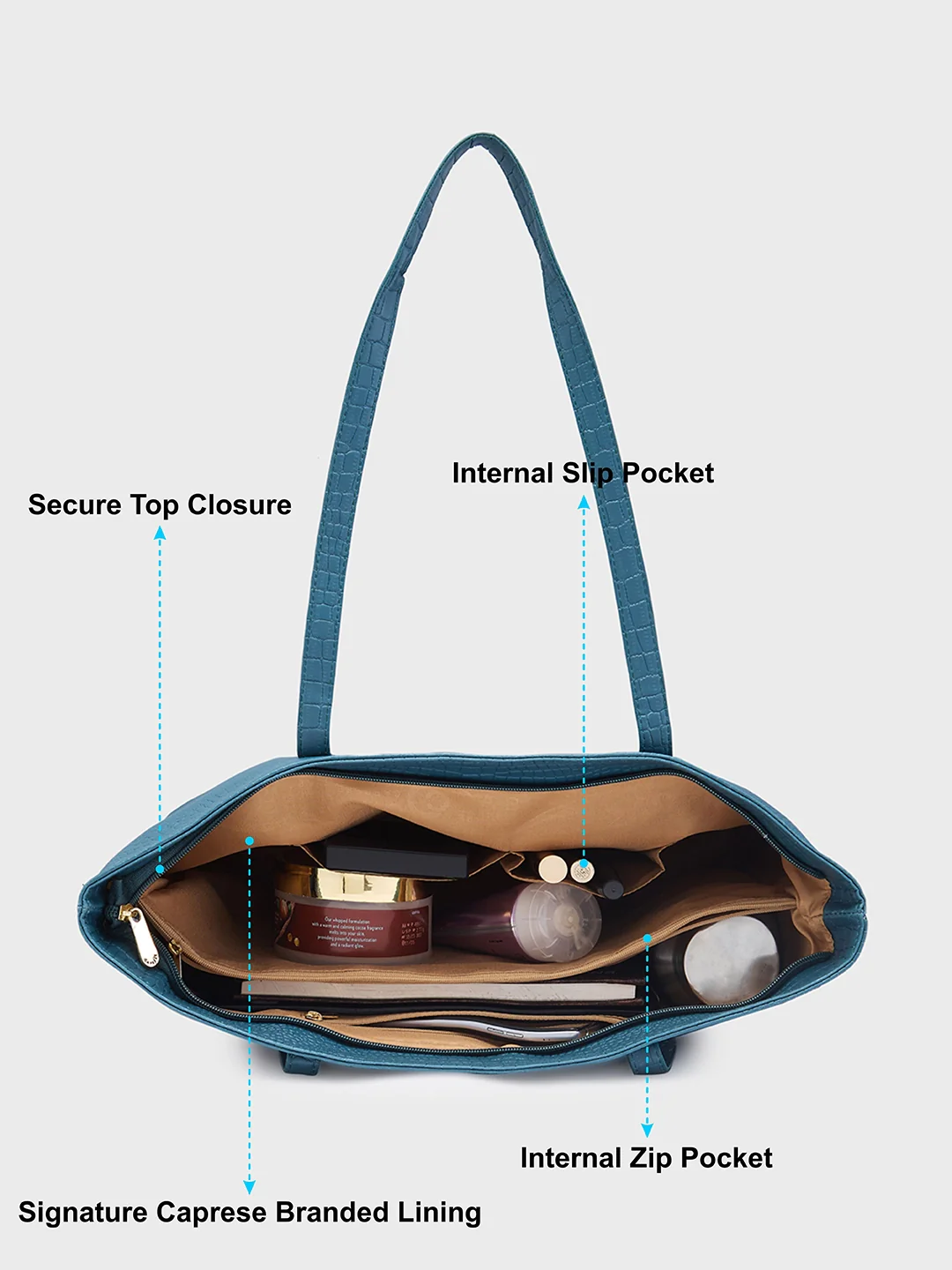 Caprese Oprah Large Teal Tote Bag - Image 9