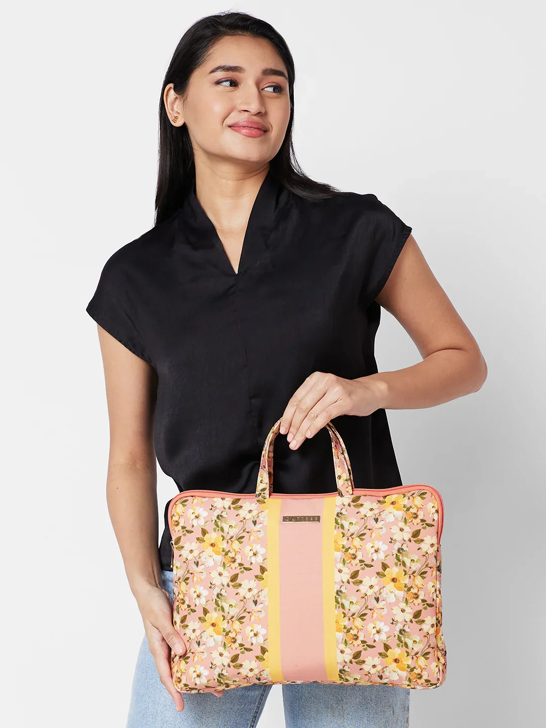 Caprese Orchid Large Yellow Laptop Sleeve Bag - Image 12