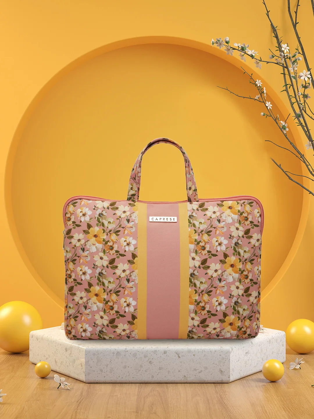 Caprese Orchid Large Yellow Laptop Sleeve Bag - Image 2