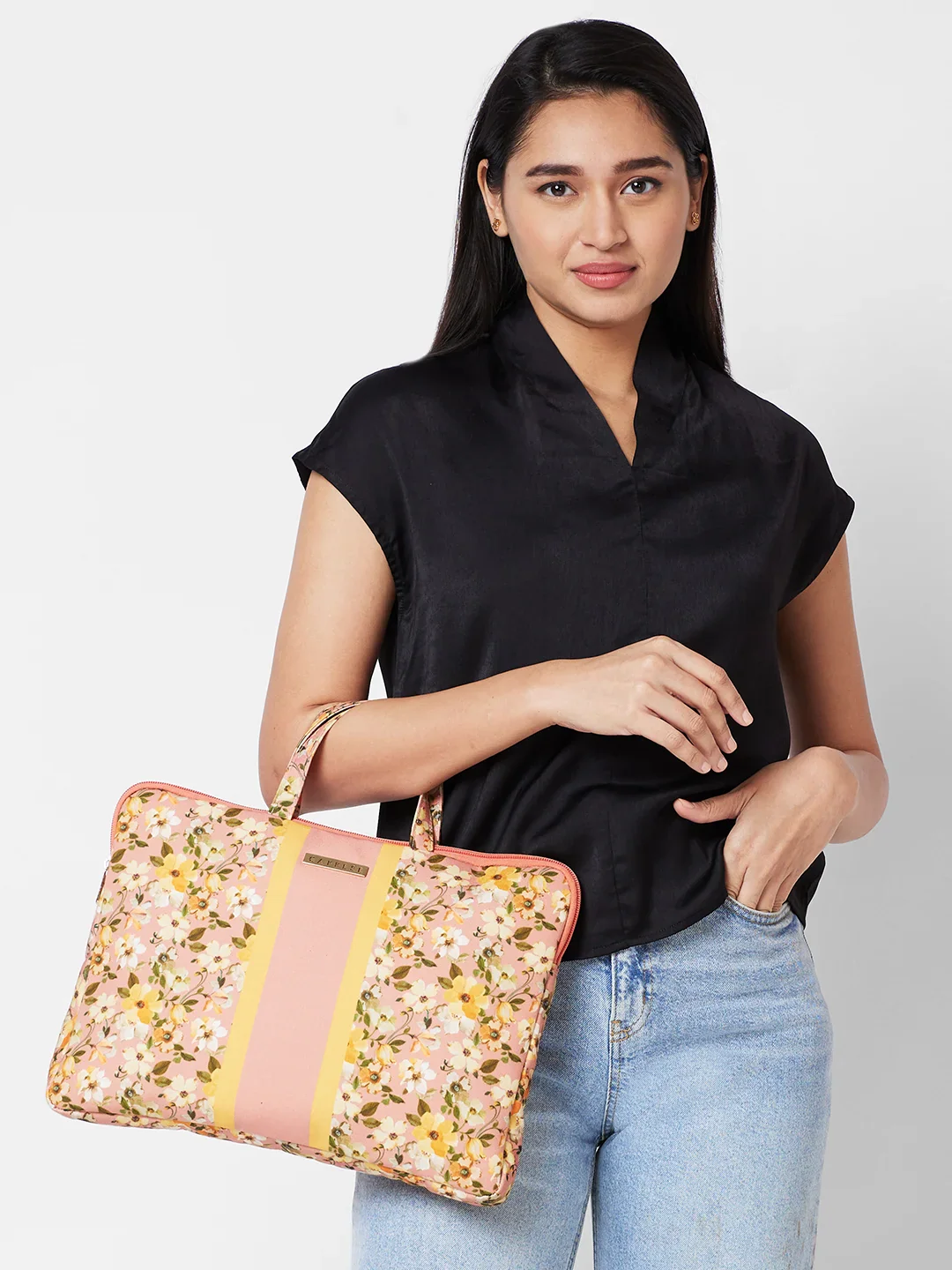 Caprese Orchid Large Yellow Laptop Sleeve Bag - Image 3