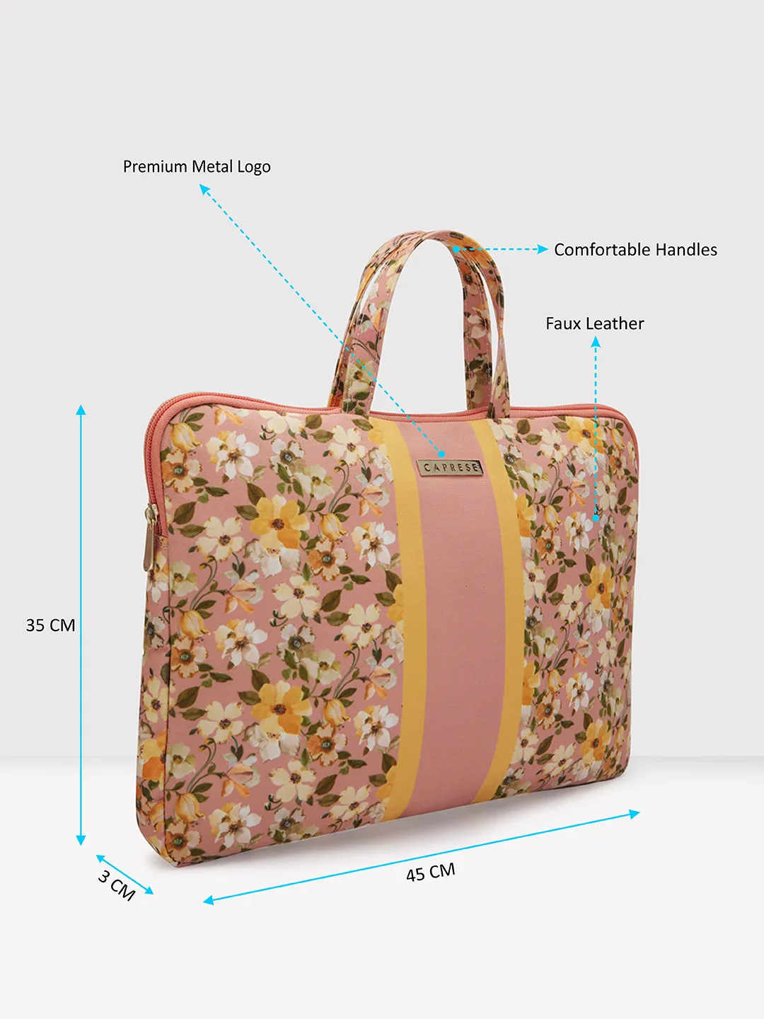 Caprese Orchid Large Yellow Laptop Sleeve Bag - Image 7