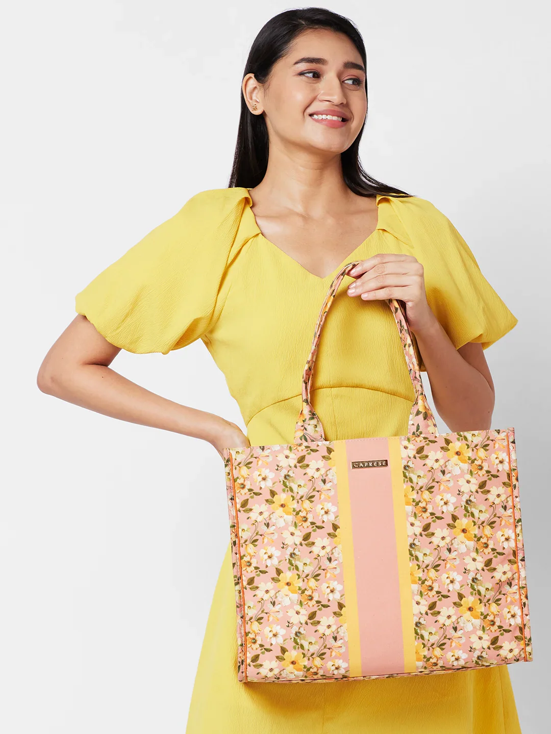 Caprese Orchid Large Yellow Tote Bag - Image 3