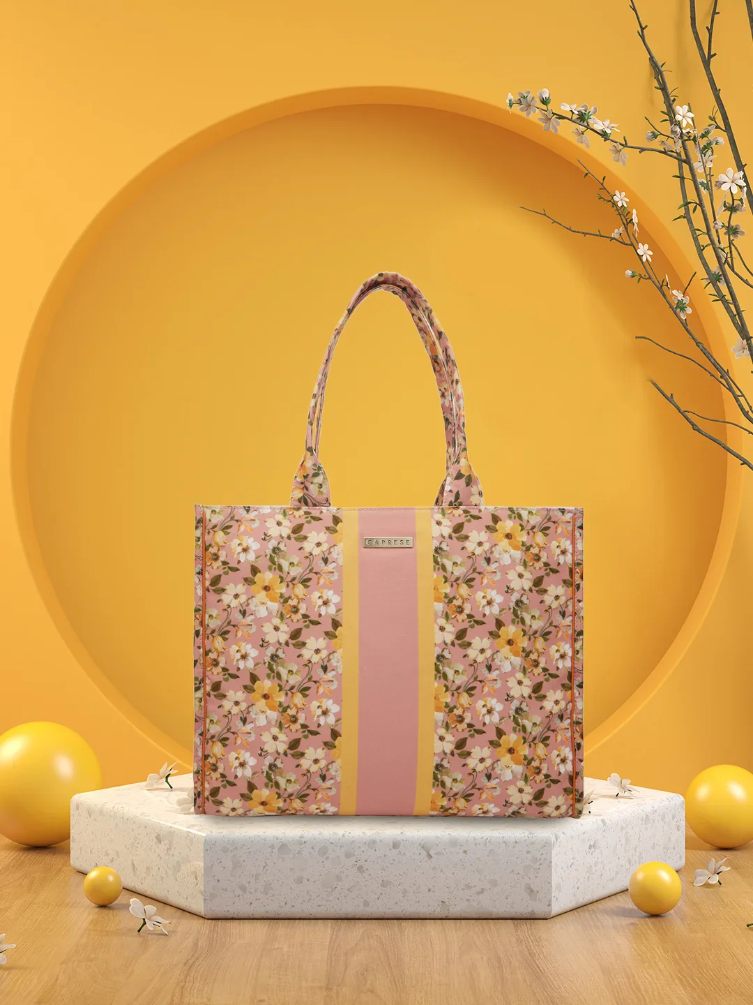 Caprese Orchid X Large Yellow Tote Bag