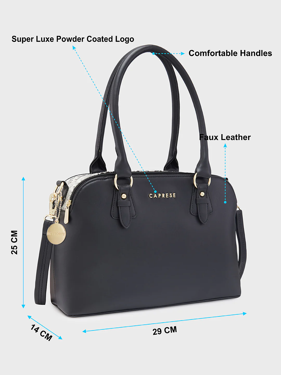 Caprese Oriana Medium Black Satchel Bag - Image 6