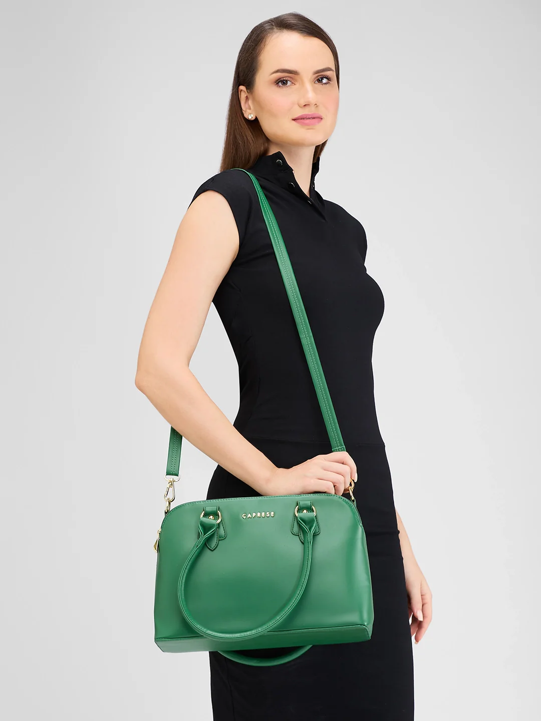 Caprese Oriana Medium Dark Green Satchel Bag - Image 11