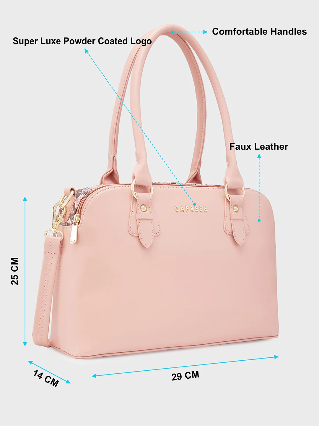 Caprese Oriana Medium Light Pink Satchel Bag - Image 6